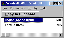 Showing current engine speed and torque