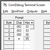 ComDebug settings